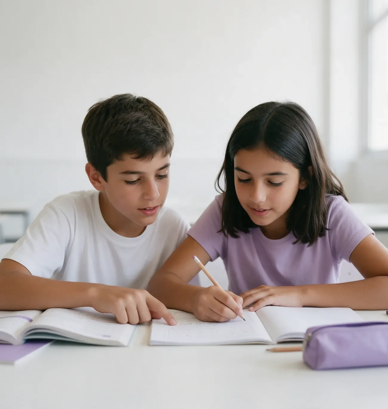Dos alumnos estudiando para el ingreso al Manuel Belgrano